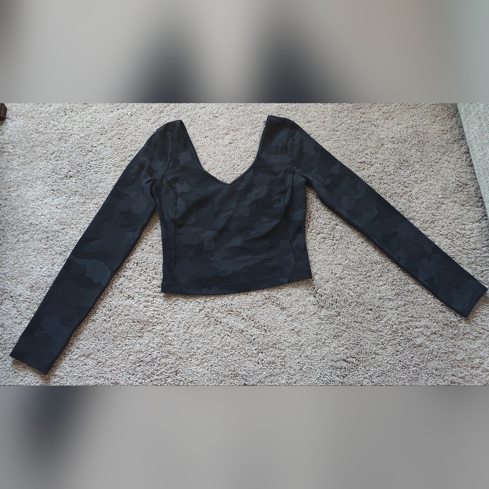 Black Camouflage Long Sleeve Top